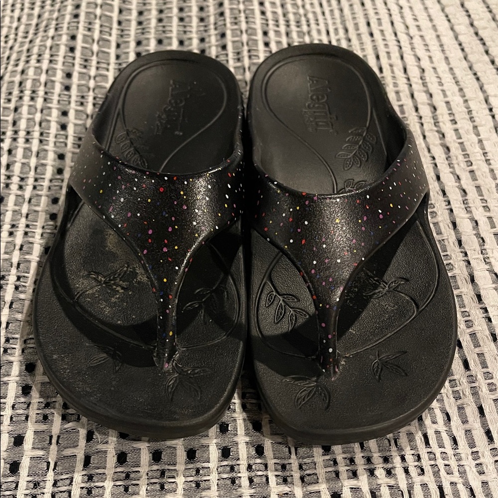 Alegria Black Sandals with Multicolor Dots sz 37 7
